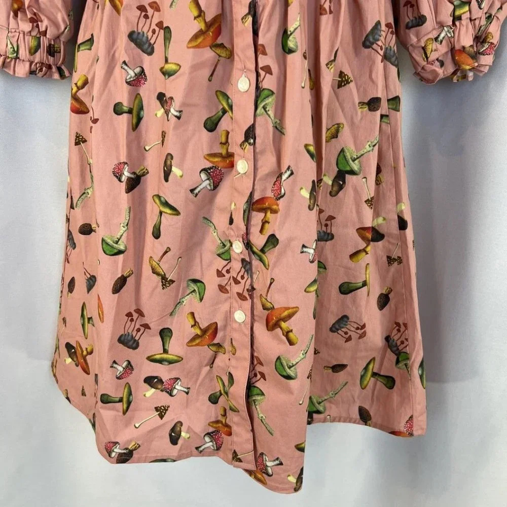 NWT Never A Wallflower Pink Mushroom Elastic Collar Dress $326 - Picture 5 of 12